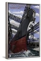 USS Missouri - Launch Scene-Lantern Press-Framed Art Print