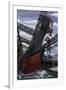 USS Missouri - Launch Scene-Lantern Press-Framed Art Print