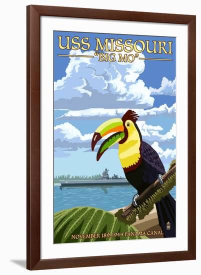 USS Missouri - Panama Canal-Lantern Press-Framed Art Print