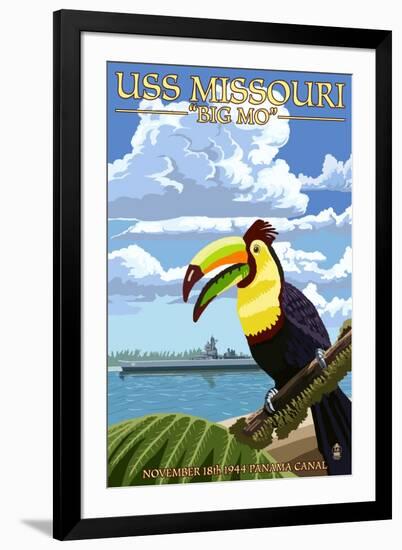 USS Missouri - Panama Canal-Lantern Press-Framed Art Print