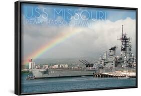 USS Missouri - Rainbow Scene-Lantern Press-Framed Art Print