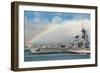 USS Missouri - Rainbow Scene-Lantern Press-Framed Art Print