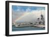 USS Missouri - Rainbow Scene-Lantern Press-Framed Art Print