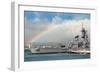 USS Missouri - Rainbow Scene-Lantern Press-Framed Art Print