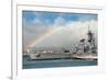 USS Missouri - Rainbow Scene-Lantern Press-Framed Art Print