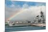 USS Missouri - Rainbow Scene-Lantern Press-Mounted Art Print
