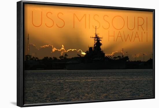 USS Missouri - Sunset-Lantern Press-Framed Art Print