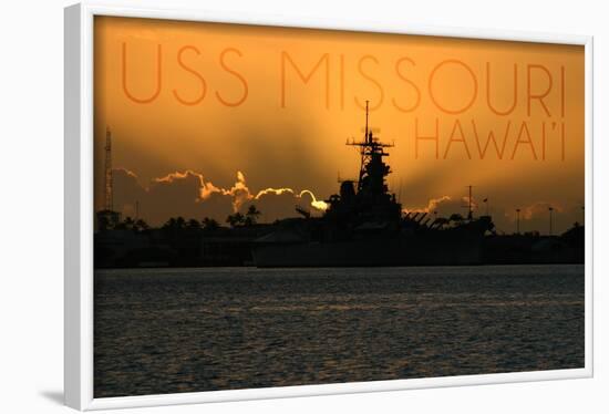 USS Missouri - Sunset-Lantern Press-Framed Art Print