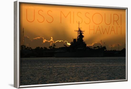 USS Missouri - Sunset-Lantern Press-Framed Art Print