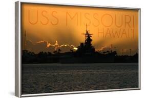 USS Missouri - Sunset-Lantern Press-Framed Art Print