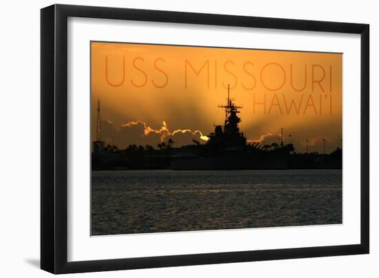 USS Missouri - Sunset-Lantern Press-Framed Art Print