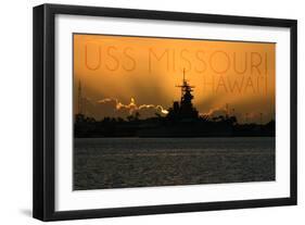 USS Missouri - Sunset-Lantern Press-Framed Art Print