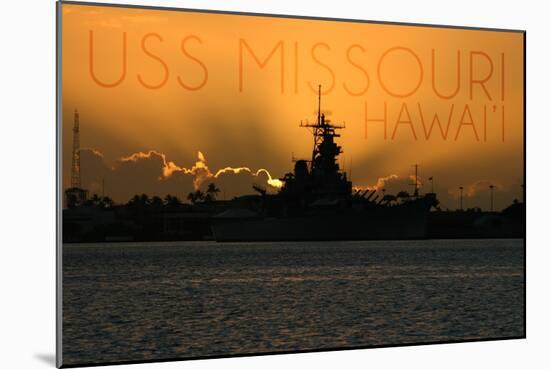 USS Missouri - Sunset-Lantern Press-Mounted Art Print