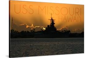 USS Missouri - Sunset-Lantern Press-Stretched Canvas