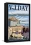 USS Missouri - V-J Day Scene-Lantern Press-Framed Stretched Canvas