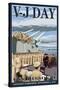 USS Missouri - V-J Day Scene-Lantern Press-Stretched Canvas