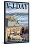 USS Missouri - V-J Day Scene-Lantern Press-Stretched Canvas