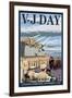 USS Missouri - V-J Day Scene-Lantern Press-Framed Art Print