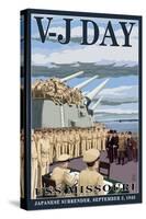 USS Missouri - V-J Day Scene-Lantern Press-Stretched Canvas