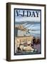 USS Missouri - V-J Day Scene-Lantern Press-Framed Art Print