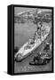 USS Missouri - Vintage B/W Image-Lantern Press-Framed Stretched Canvas