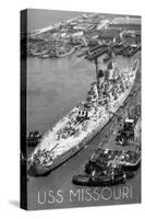 USS Missouri - Vintage B/W Image-Lantern Press-Stretched Canvas