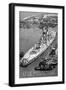 USS Missouri - Vintage B/W Image-Lantern Press-Framed Art Print