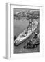 USS Missouri - Vintage B/W Image-Lantern Press-Framed Art Print
