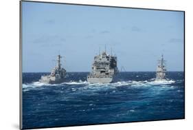 Uss Momsen, USS Antietam and USNS Charles Drew in Transit-null-Mounted Photographic Print