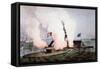 USS Monitor Fighting the CSS Merrimack, Battle of Hampton Broads, American Civil War, c.1862-null-Framed Stretched Canvas