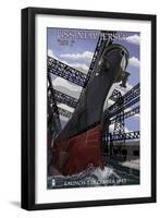 USS New Jersey - Launch-Lantern Press-Framed Art Print