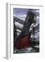 USS New Jersey - Launch-Lantern Press-Framed Art Print
