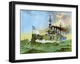 Uss 'New York, American Armoured Cruiser, 1898-null-Framed Giclee Print