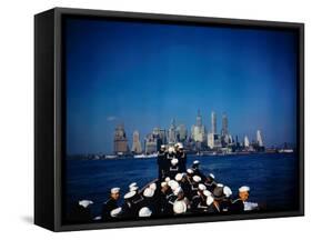 USS North Carolina Approaching Manhattan-null-Framed Stretched Canvas