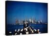 USS North Carolina Approaching Manhattan-null-Stretched Canvas