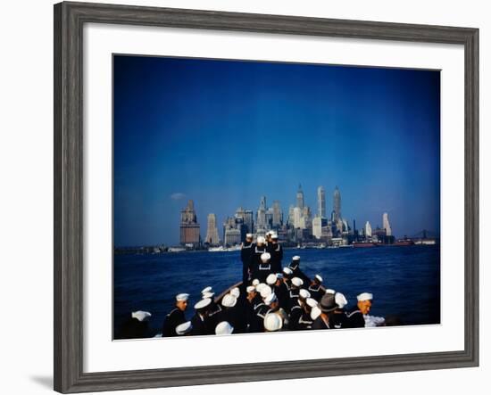 USS North Carolina Approaching Manhattan-null-Framed Photographic Print