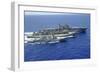 Uss Peleliu and USS Spruance Conduct a Replenishment at Sea with Usns Rainier-null-Framed Photographic Print