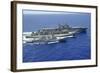 Uss Peleliu and USS Spruance Conduct a Replenishment at Sea with Usns Rainier-null-Framed Photographic Print