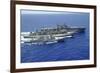 Uss Peleliu and USS Spruance Conduct a Replenishment at Sea with Usns Rainier-null-Framed Photographic Print