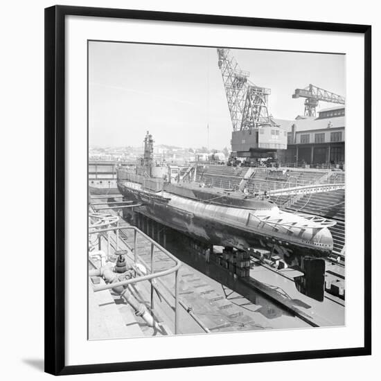 USS Perch Submarine in Dry Dock-null-Framed Photographic Print