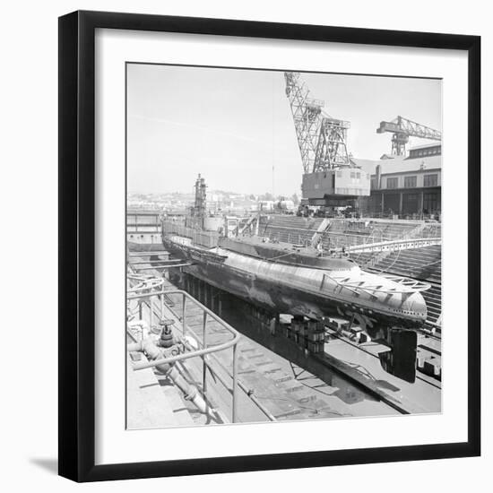 USS Perch Submarine in Dry Dock-null-Framed Photographic Print