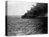 USS St Lo (Cve-63) Burning after Being Hit by Japanese Suicide Plane, Leyte Gulf, Phillipines. Clos-null-Stretched Canvas