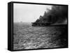 USS St Lo (Cve-63) Burning after Being Hit by Japanese Suicide Plane, Leyte Gulf, Phillipines. Clos-null-Framed Stretched Canvas