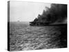 USS St Lo (Cve-63) Burning after Being Hit by Japanese Suicide Plane, Leyte Gulf, Phillipines. Clos-null-Stretched Canvas