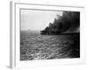 USS St Lo (Cve-63) Burning after Being Hit by Japanese Suicide Plane, Leyte Gulf, Phillipines. Clos-null-Framed Photographic Print