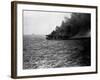 USS St Lo (Cve-63) Burning after Being Hit by Japanese Suicide Plane, Leyte Gulf, Phillipines. Clos-null-Framed Photographic Print