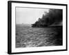 USS St Lo (Cve-63) Burning after Being Hit by Japanese Suicide Plane, Leyte Gulf, Phillipines. Clos-null-Framed Photographic Print