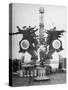 USS Texas, Just Back from Foreign Waters, "Gobs" Have Fun by Sitting on Big Guns with arms out, WWI-null-Stretched Canvas
