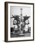 USS Texas, Just Back from Foreign Waters, "Gobs" Have Fun by Sitting on Big Guns with arms out, WWI-null-Framed Photographic Print