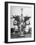 USS Texas, Just Back from Foreign Waters, "Gobs" Have Fun by Sitting on Big Guns with arms out, WWI-null-Framed Photographic Print